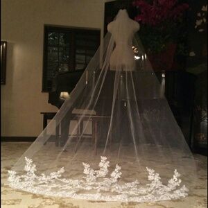 👰🆕Beautiful Cathedral Lace Bridal Veil